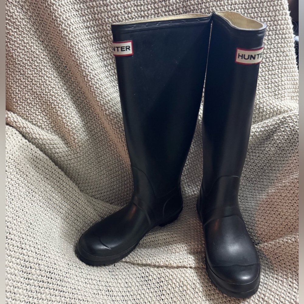 Hunter Boots, Tall, Black, With‎ Socks, Size 6F